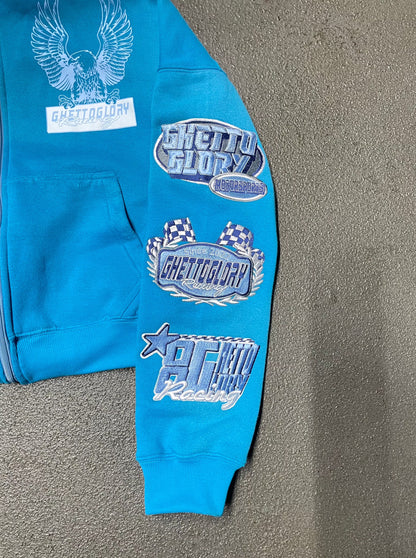 Blue Patched Racing Zip-Up