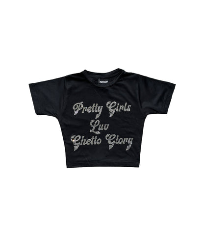 Pretty Girls Luv Ghetto Glory Sleeved Crop Top
