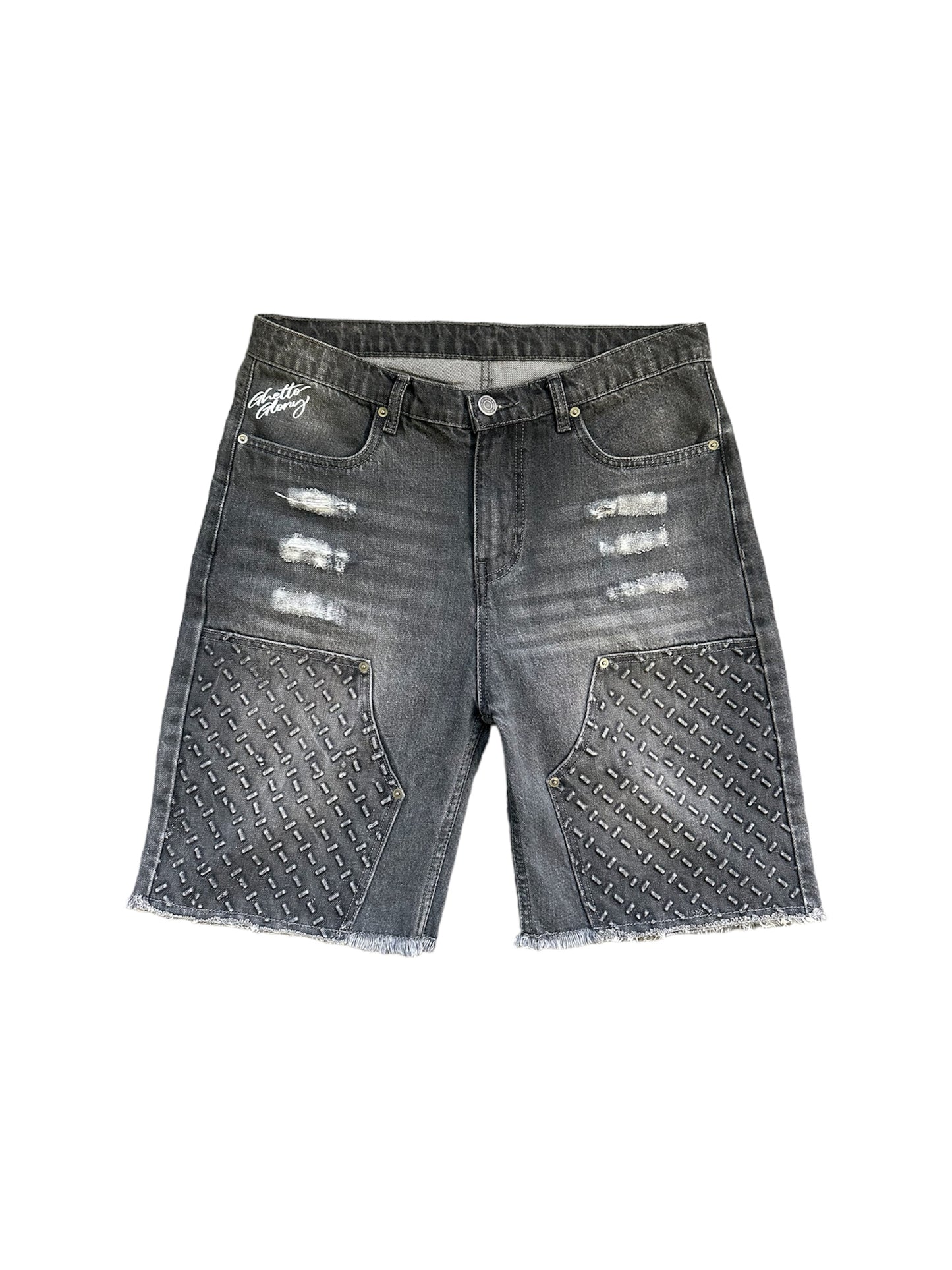 Washed Denim Jean Shorts(Grey)