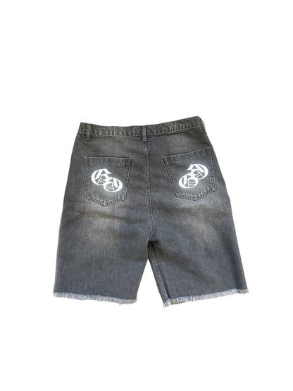 Washed Denim Jean Shorts(Grey)