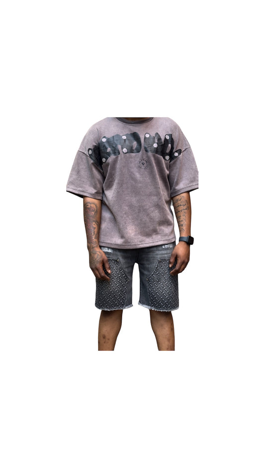 Washed Denim Jean Shorts(Grey)