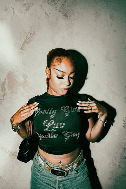 Pretty Girls Luv Ghetto Glory Sleeved Crop Top