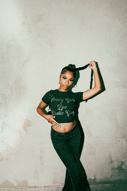 Pretty Girls Luv Ghetto Glory Sleeved Crop Top